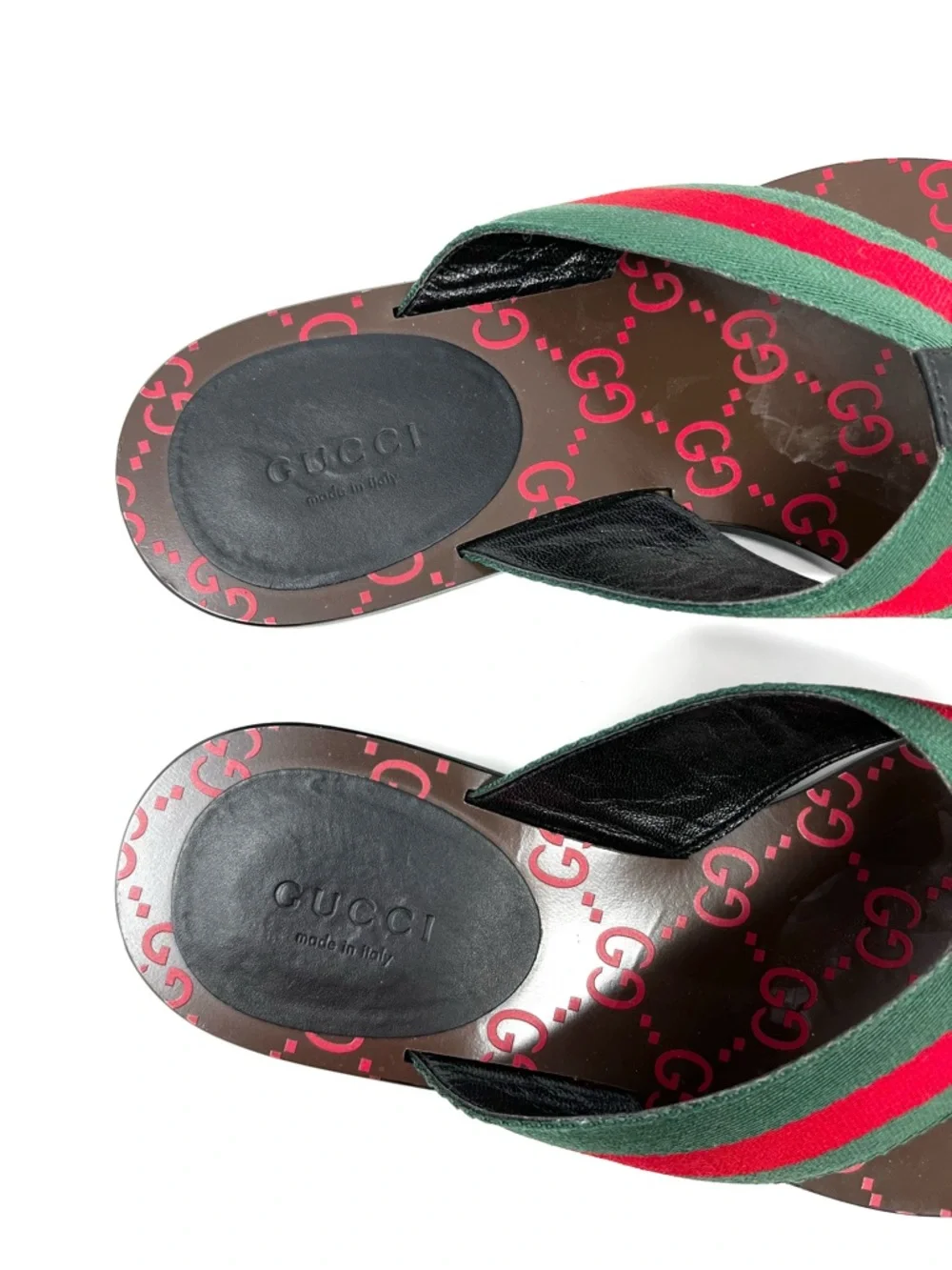 Gucci Kika Interlocking GG Logo Thong Sandals Flip Flops Flat Gold Silver 36.5 - Picture 4 of 11